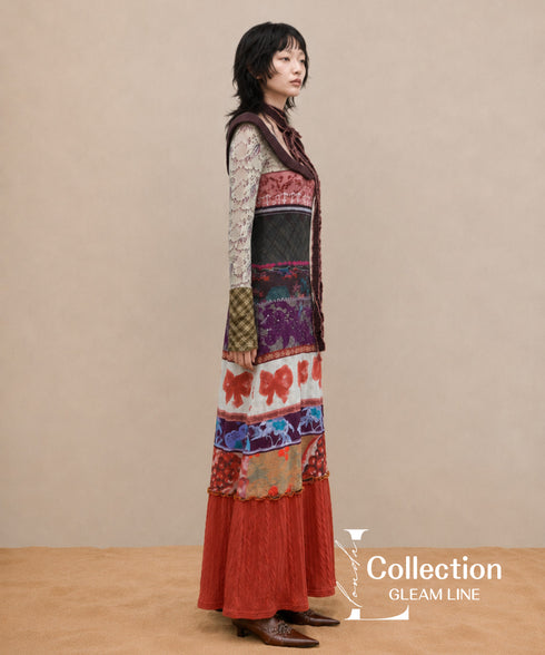 Patchwork Motif Mixed Dress