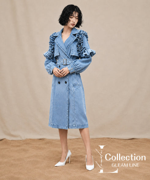 Ruelle Frill Denim Coat
