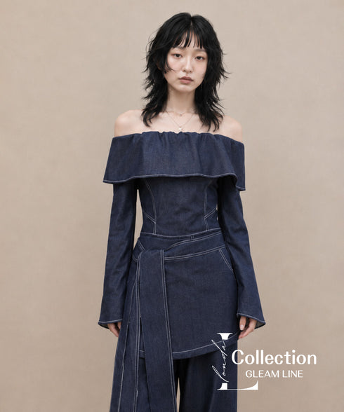 Denim Off Shoulder Layered Series