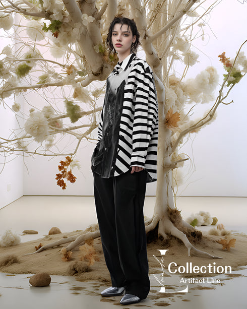 Optic Stripe Illusion Blouse