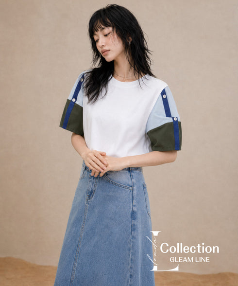 Blocking Puff Sleeve Top