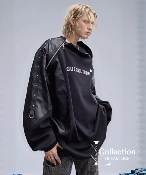 Contrast Sleeve Zip Detail Oversized Top