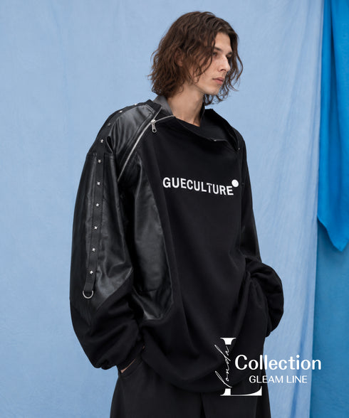 Contrast Sleeve Zip Detail Oversized Top