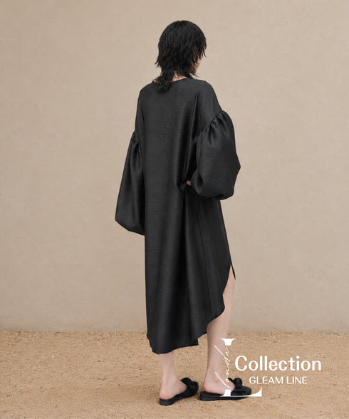 Balloon Sleeve Fishtail Dress
