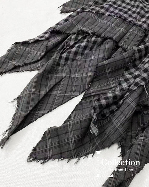 Layered Checkered Drape Skirt