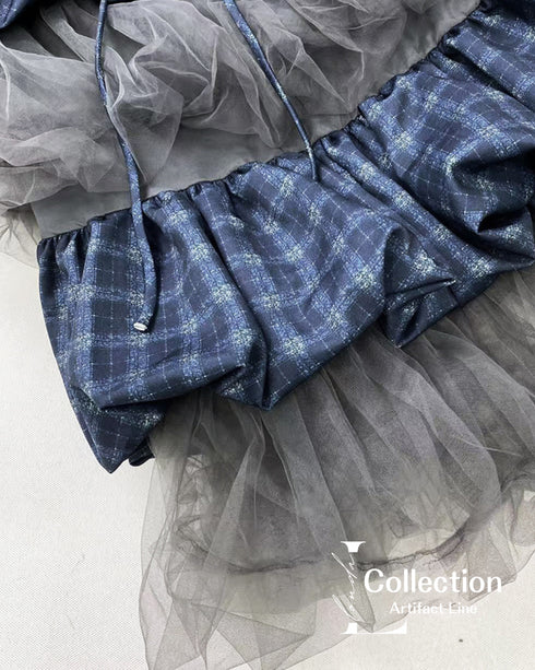 Layered Check Tulle Skirt