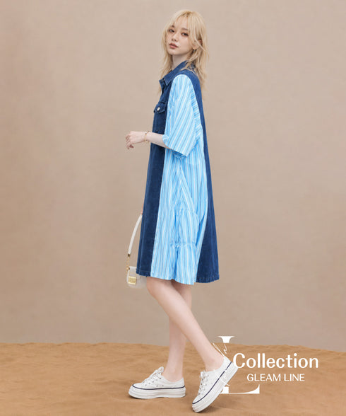 Denim Stripe Switch Dress