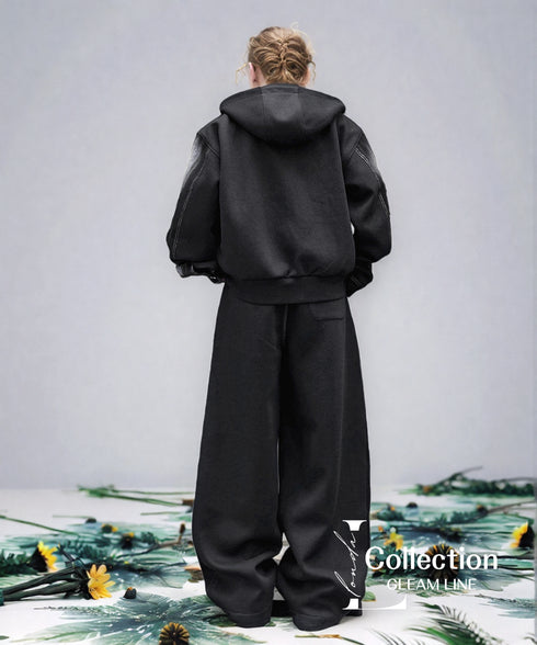 Gradient Panel Hoodie&Wide Pants Co-ord