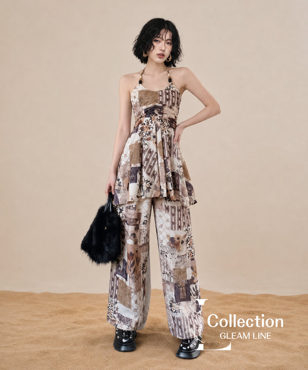 Patchwork Halter Top & Pants Co-ord