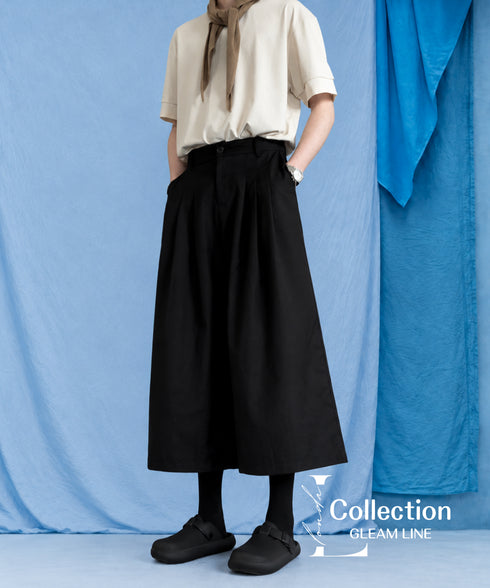 Front Pleat Wide Cropped Pants