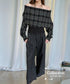 Plaid Off Shoulder Wide Pants Series
