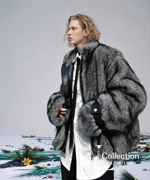 Crimson Shadow Fur Zip Coat