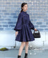 Stand Collar Ribbon Bow Denim Dress