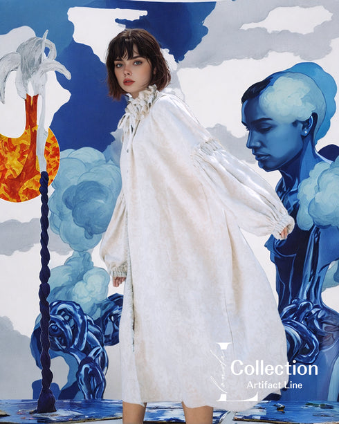 Frill Collar Jacquard Dress