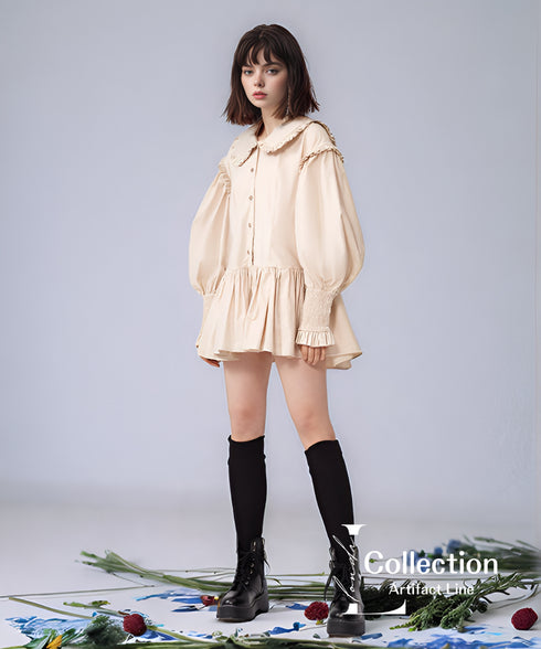 Frill Collar Flare Blouse