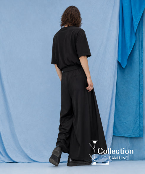 Side Panel Pleated Wide Pants