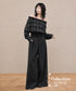 Plaid Off Shoulder Wide Pants Series