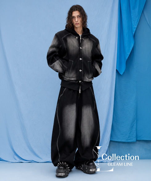 Gradient Panel Hoodie&Wide Pants Co-ord