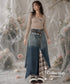 Patchwork Denim Plaid Maxi Skirt