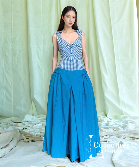 Check Corset Flare Dress