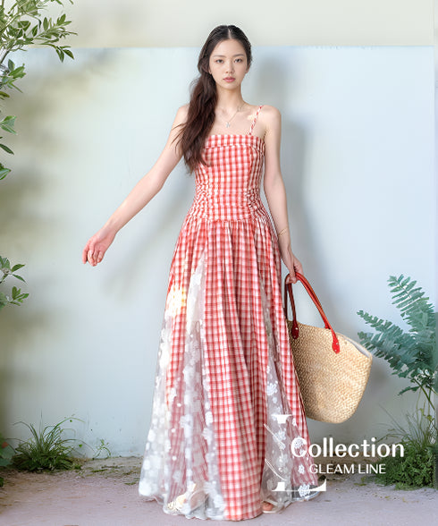 Gingham Sheer Dress