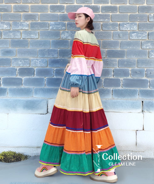 Colorful Striped Flare Dress