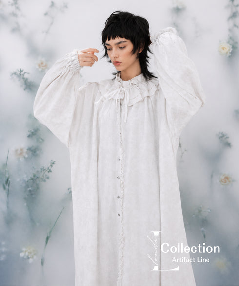 Frill Collar Jacquard Dress