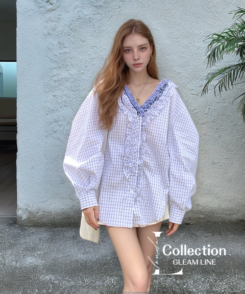 Frill Check Blouse