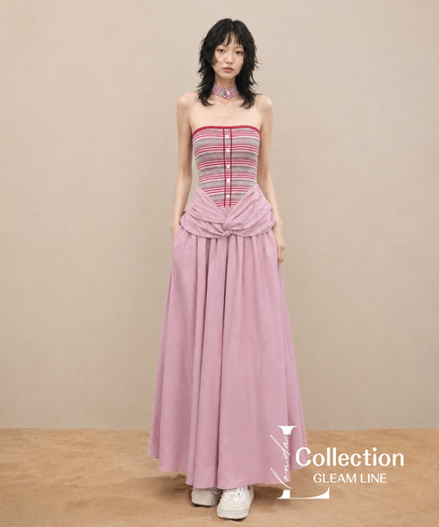 Twist Stripe Bustier Dress