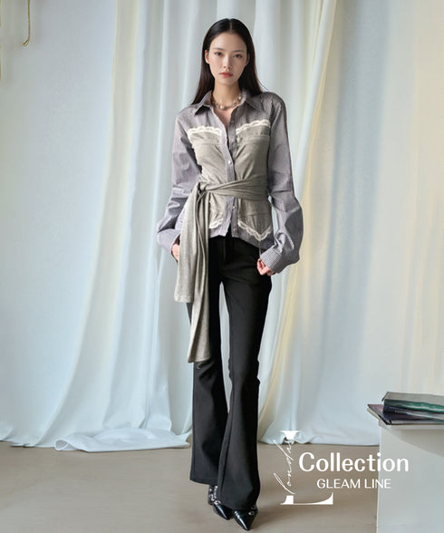 Layered Wrap Waist Blouse