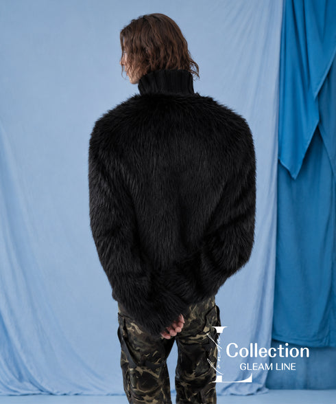 Fur Sleeve Cable Knit Top