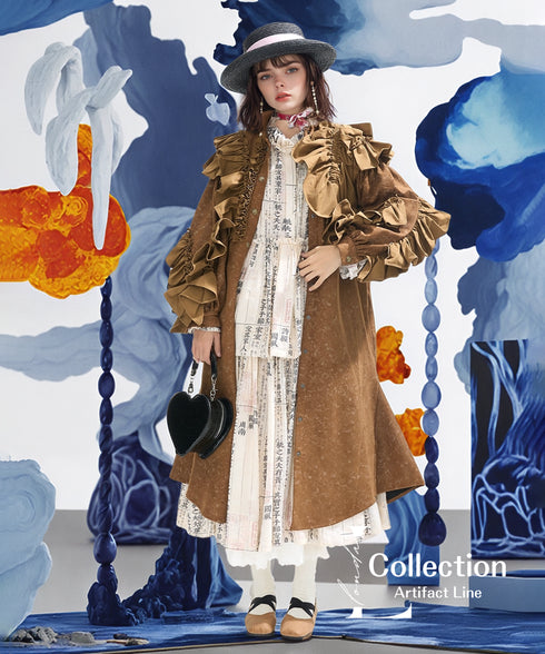 Frill Sleeve Trench Coat