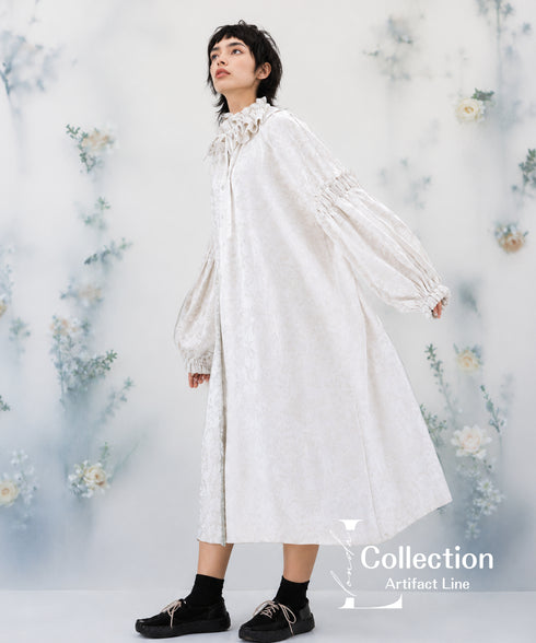 Frill Collar Jacquard Dress