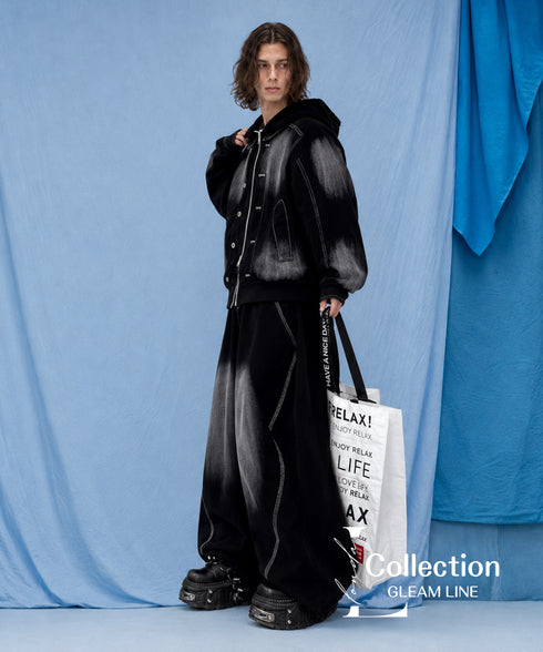 Gradient Panel Hoodie&Wide Pants Co-ord