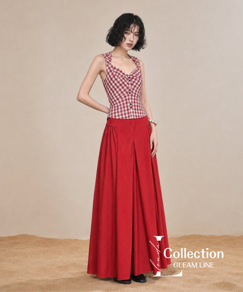 Check Corset Flare Dress