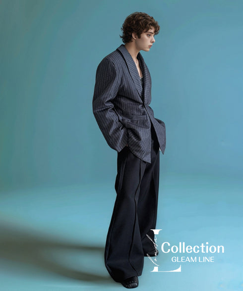 Shawl Collar Striped Jacket