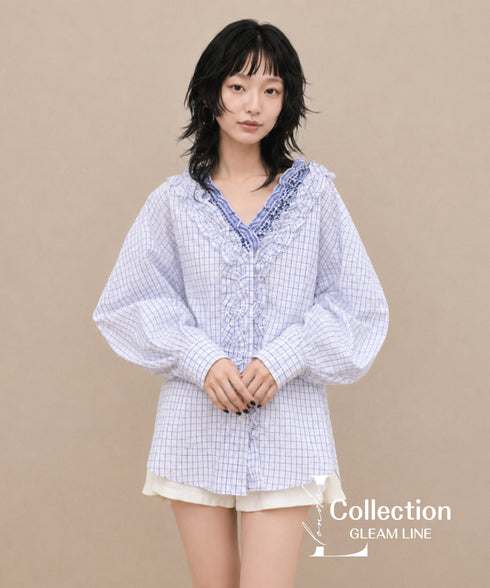 Frill Check Blouse