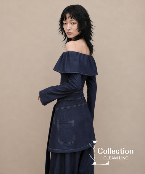 Denim Off Shoulder Layered Series