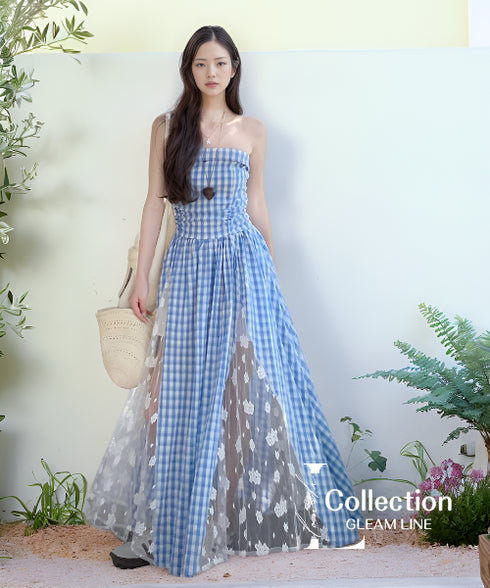 Gingham Sheer Dress