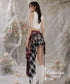 Layered Check Draped Skirt