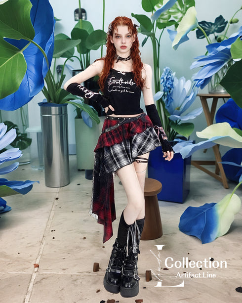 Layered Punk Check Skirt