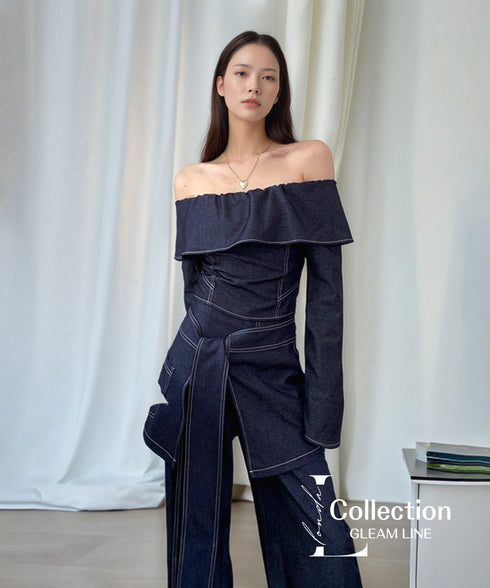 Denim Off Shoulder Layered Series