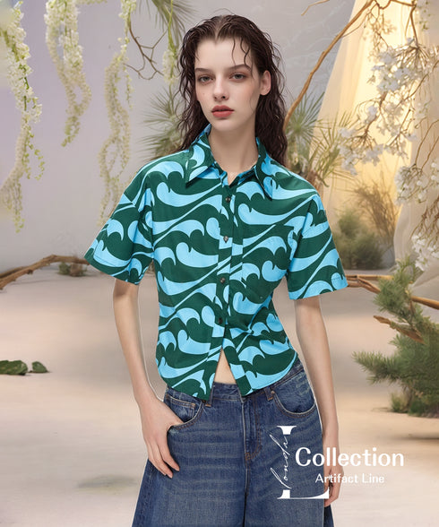 Wave Pattern Short Sleeve Shirt