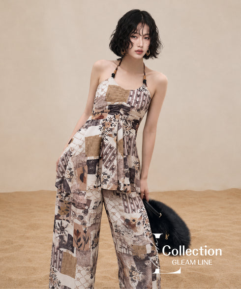 Patchwork Halter Top & Pants Co-ord