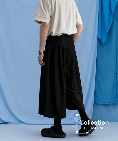 Front Pleat Wide Cropped Pants