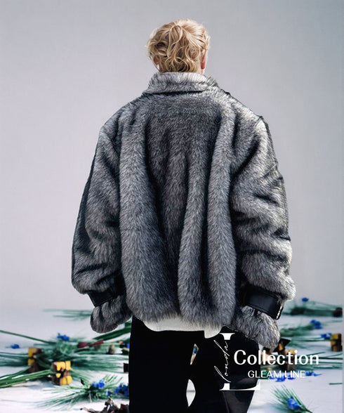 Crimson Shadow Fur Zip Coat