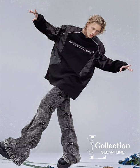 Contrast Sleeve Zip Detail Oversized Top