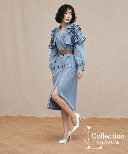 Ruelle Frill Denim Coat