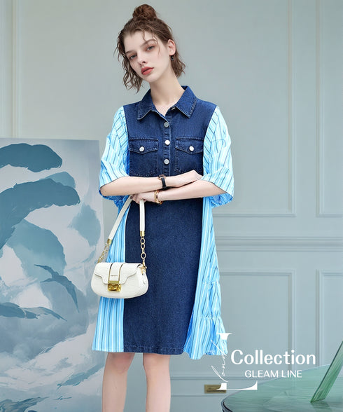 Denim Stripe Switch Dress