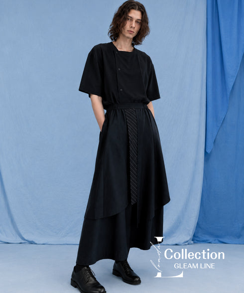Layered Pleated Wide Pants